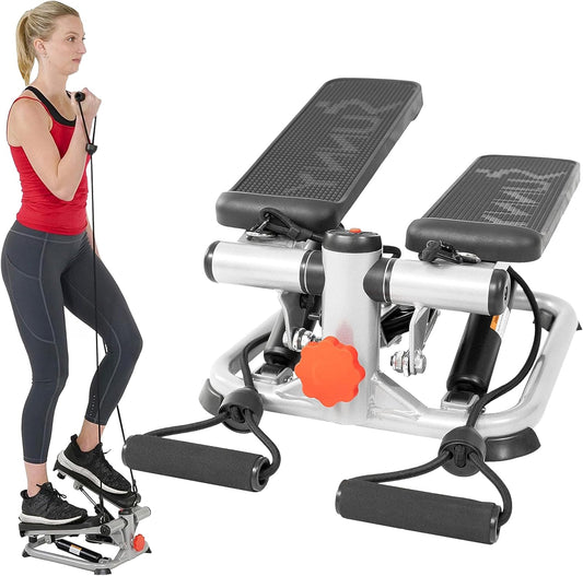 Total Body 2-In-1 Stepper Machine, Total Body Workout, Adjustable Hydraulic, Resistance Bands, Non-Slip Pedals W Optional Free Sunnyfit App Enhanced Bluetooth Connectivity