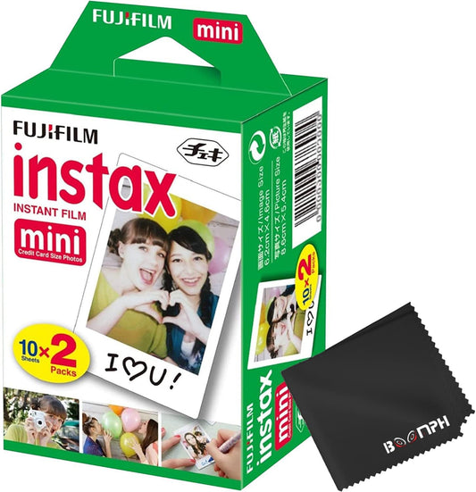 Fujifilm Instax Mini Instant Camera Film: 20 Shoots Total, (10 Sheets X 2) - Capture Memories Anytime, Anywhere - 'S Comprehensive Ultimate Performance Cloth Solution for Perfect Picture Quality