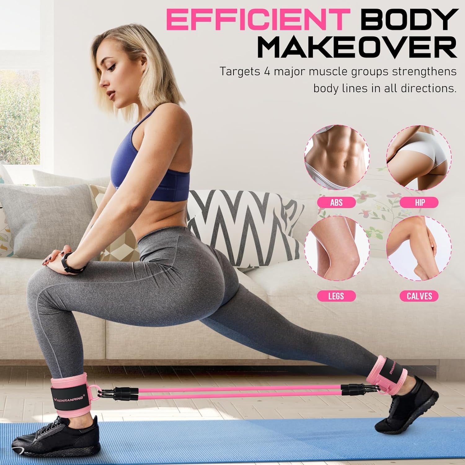 Ankle Resistance Bands, Ankle Bands for Working Out with Cuffs, Ankle Resistance Band, Glutes Workout Equipment, Butt Exercise Equipment for Women Legs and Glutes