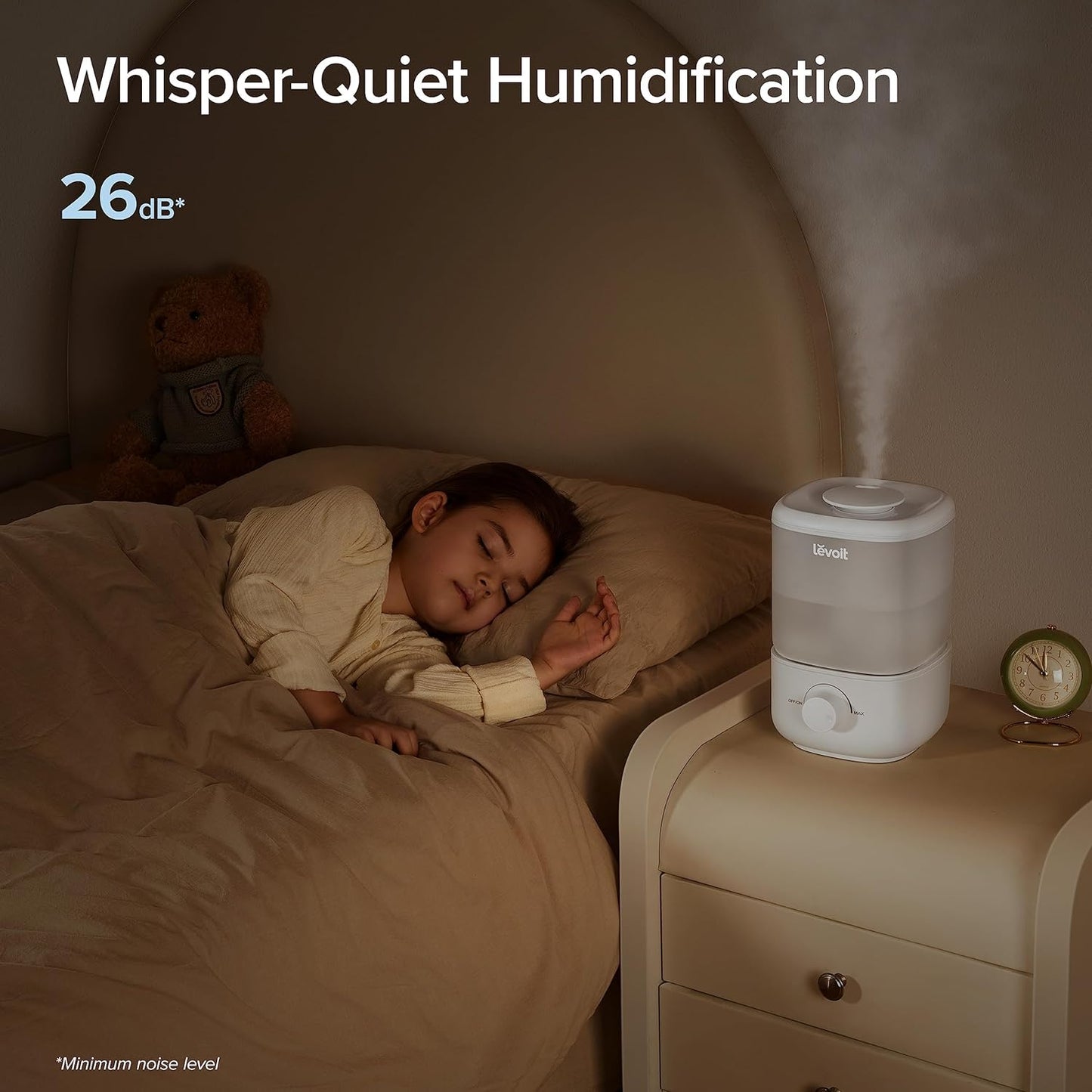 Top Fill Humidifiers for Bedroom, 2.5L Tank for Large Room, Easy to Fill & Clean, 28Db Quiet Cool Mist Air Humidifier for Home Baby Nursery & Plants, Auto Shut-Off and Bpa-Free for Safety, 25H