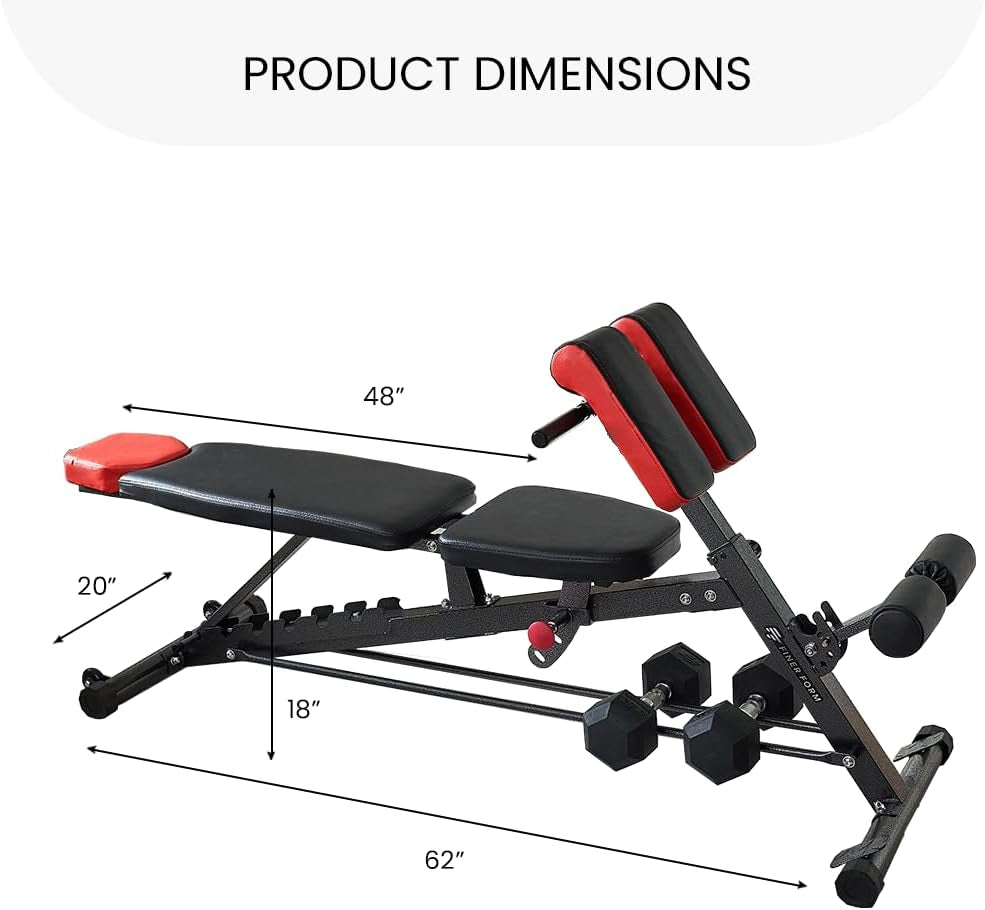 Multi-Functional FID Weight Bench for Full All-In-One Body Workout – Hyper Back Extension, Roman Chair, Adjustable Ab Sit up Bench, Incline Decline Bench, Flat Bench