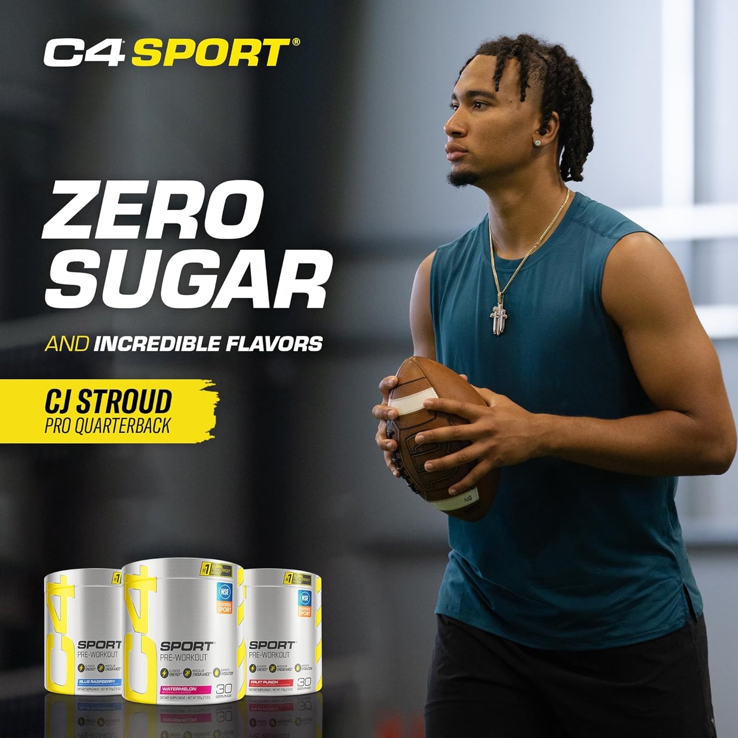 C4 Sport Pre Workout Powder Blue Raspberry - Pre Workout Energy with Creatine + 135Mg Caffeine and Beta-Alanine Performance Blend - NSF Certified for Sport 30 Servings