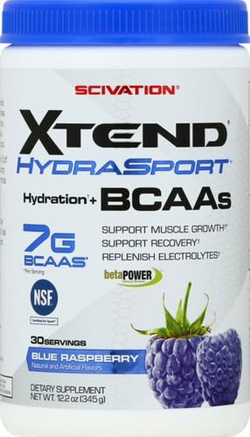 XTEND Sport BCAA Powder Blue Raspberry Ice - Electrolyte Powder for Recovery & Hydration with Amino Acids - 30 Servings