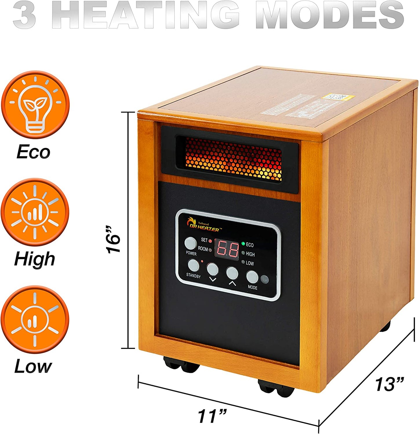 Dr Infrared Heater Portable Space Heater, Original, 1500-Watt, Cherry (Pack of 1)