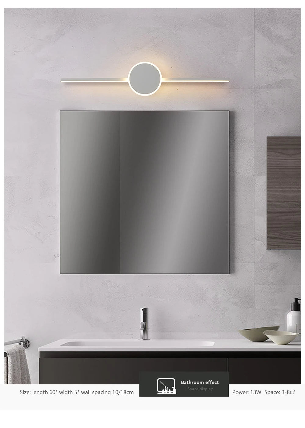 Modern LED Wall Light Bathroom Hardwares LED Wall Lamp Three Colors Lights Aluminum Led Bathroom Bath Mirror Line Lamp