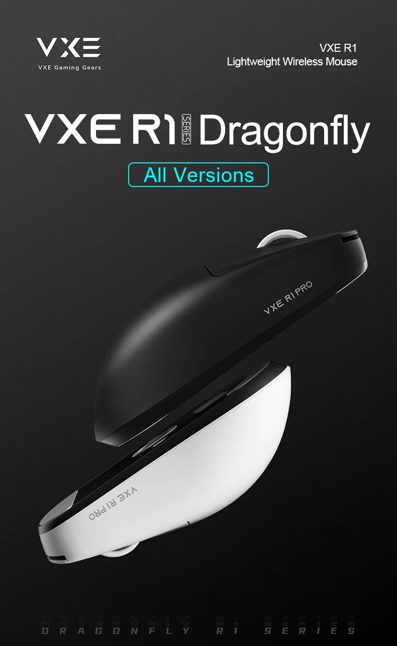 VGN VXE R1 Pro MAX Dragonfly R1 Bluetooth Gaming Mouse PAW3395 2.4G Wireless E-sports Mice Rechargeable Lightweight Ergonomic