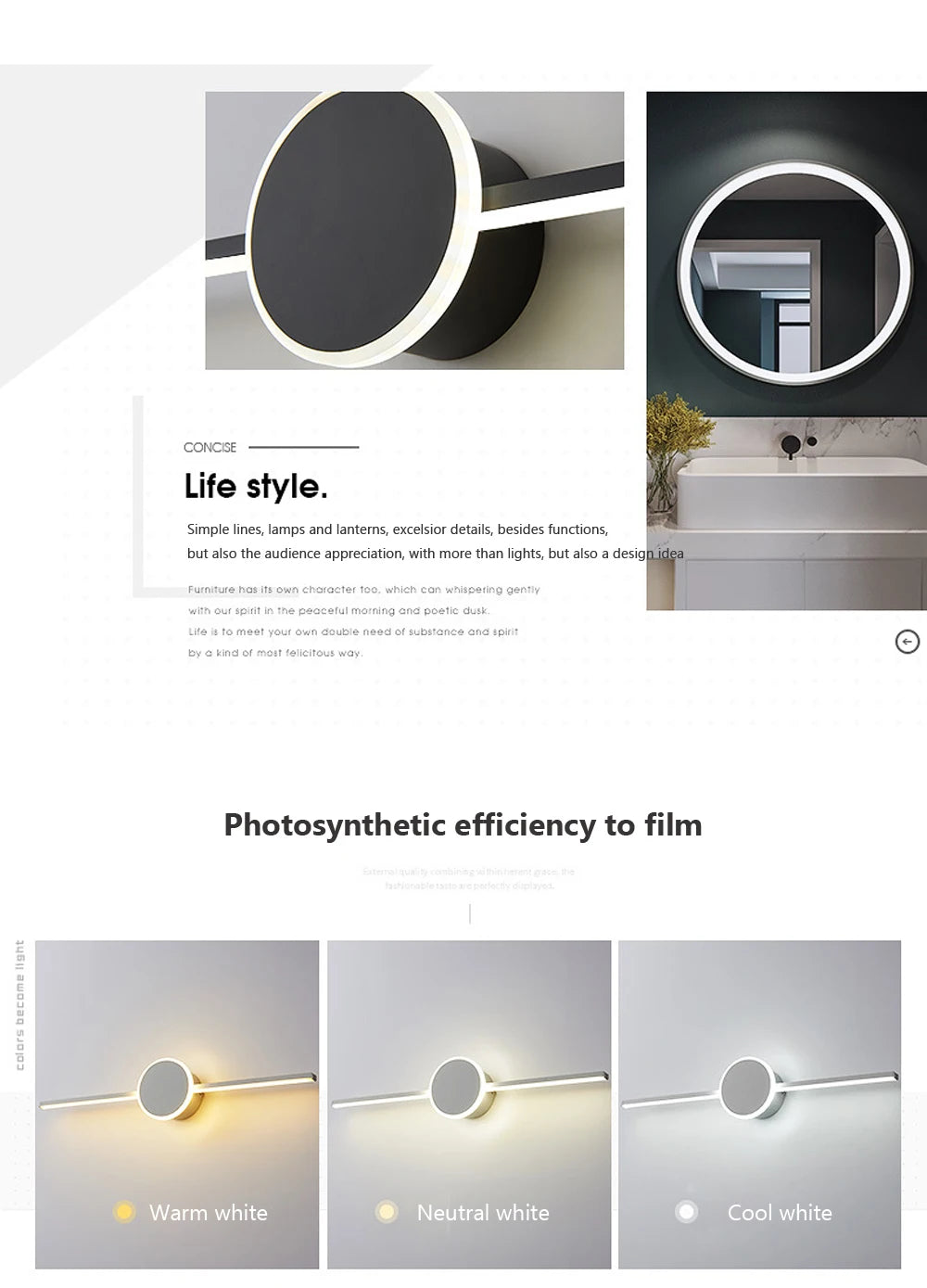 Modern LED Wall Light Bathroom Hardwares LED Wall Lamp Three Colors Lights Aluminum Led Bathroom Bath Mirror Line Lamp