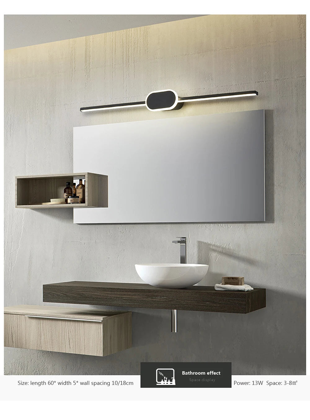 Modern LED Wall Light Bathroom Hardwares LED Wall Lamp Three Colors Lights Aluminum Led Bathroom Bath Mirror Line Lamp