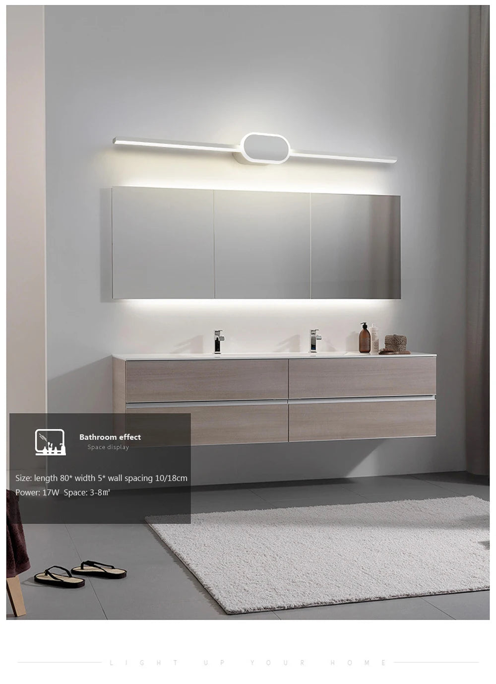 Modern LED Wall Light Bathroom Hardwares LED Wall Lamp Three Colors Lights Aluminum Led Bathroom Bath Mirror Line Lamp