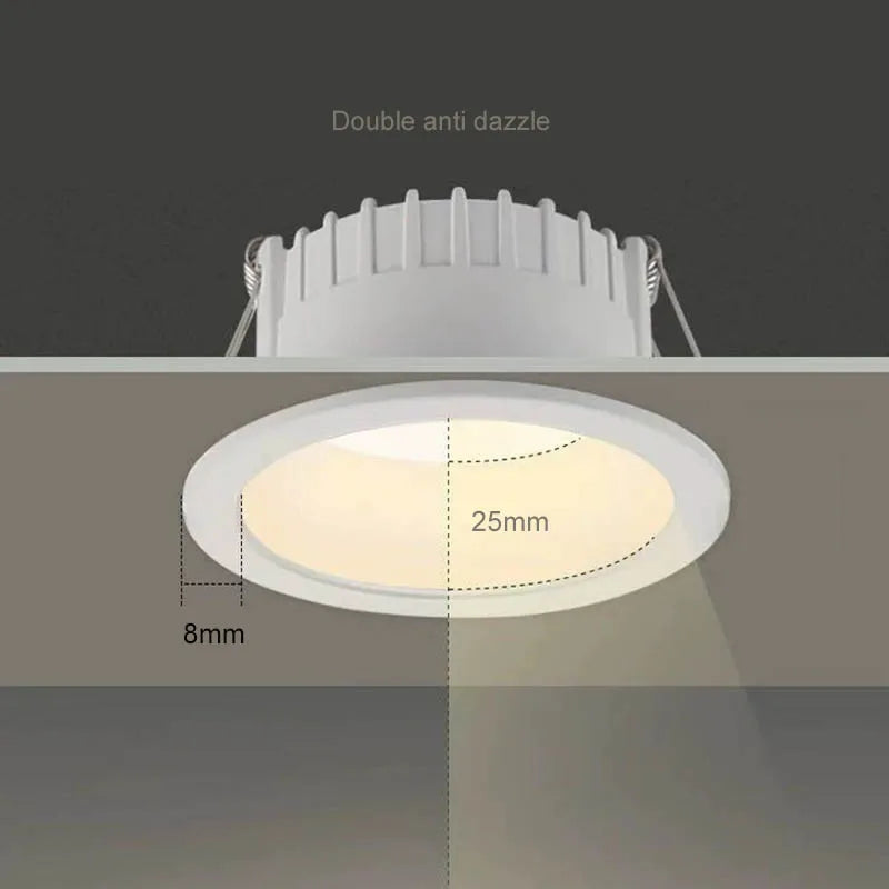 Round Anti-Glare Led SMD2835 Recessed Downlights 7w 10w Hole Size 7cm Ceiling Lamp Spotlights for Indoor Lighting