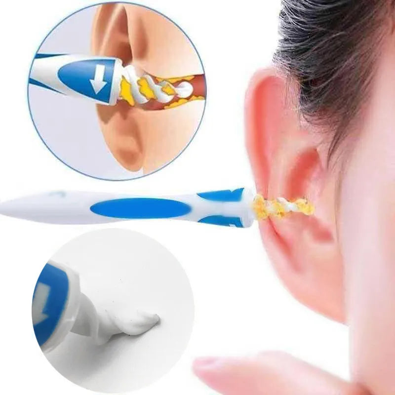 Spiral Ear Remover Cleaner Soft Portable Ear Oil Remover With Soft Silicone 16pcs Replacement Tip Ear Wax Care Cleaning Tools