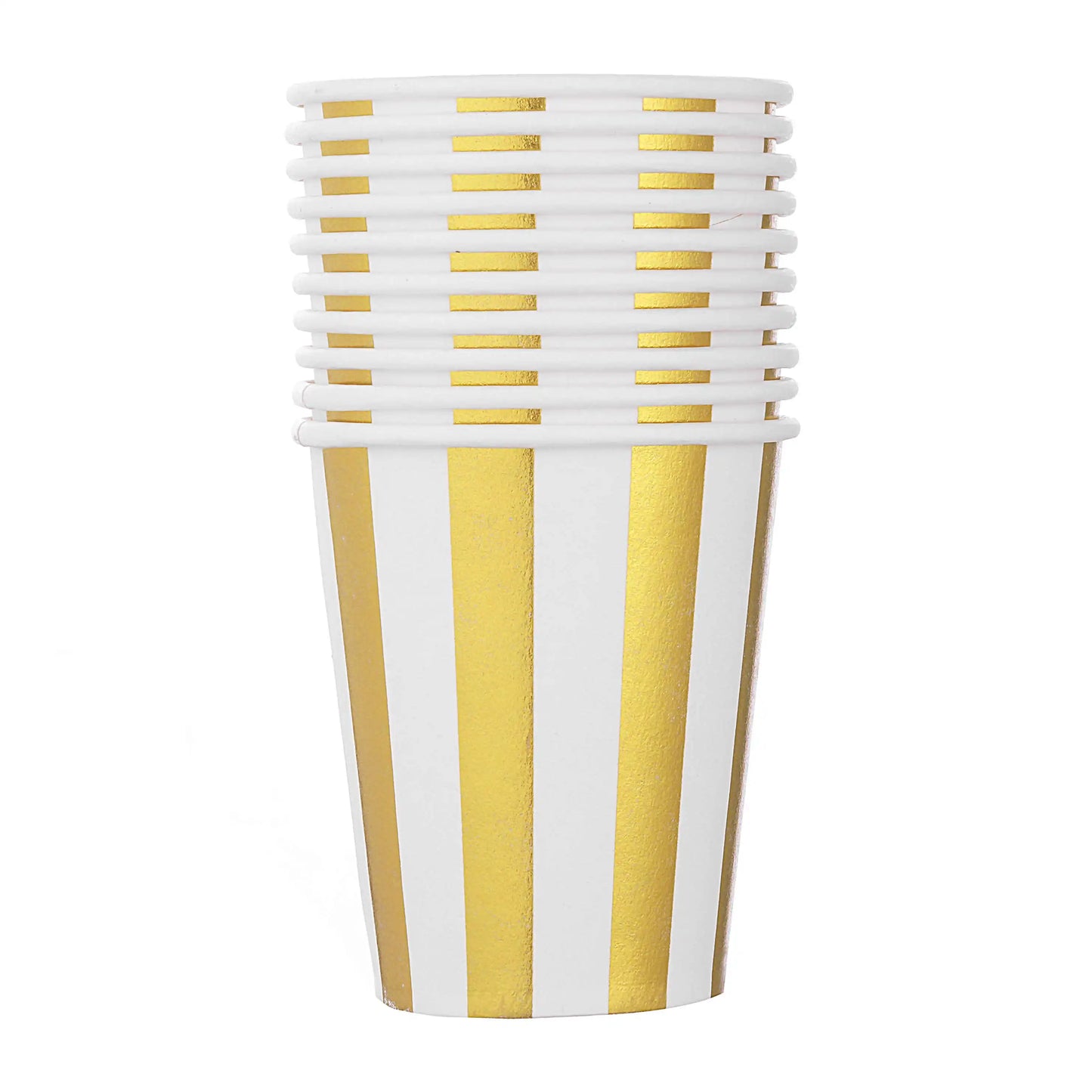 10pcs Golden Cup Party Paper Tableware Birthday Party Dinner Plate Polka Dot Striped Cup gold birthday party decorations event