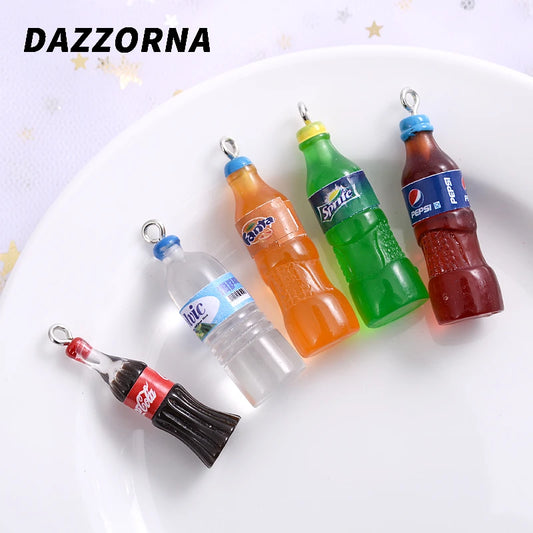 New 5clors 10Pcs/Pack Cartoon Cute Drink Bottle Shape Acrylic Pendants Charm Pendants For Jewelry Makeing Diy Handmade Bracelet