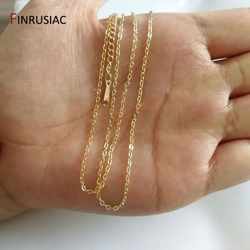 Wholesale 18K real gold plated chain for necklace making, 1.6mm thickness Spring clasp chain for Jewelry Making