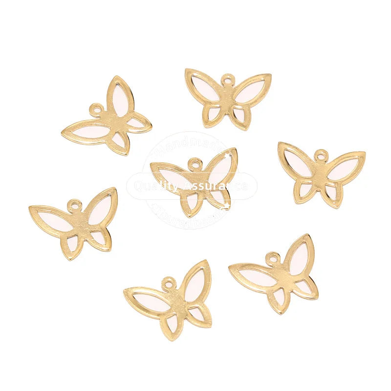 20pcs Stainless Steel Gold Butterfly Charm Pendants for DIY Necklace Bracelet