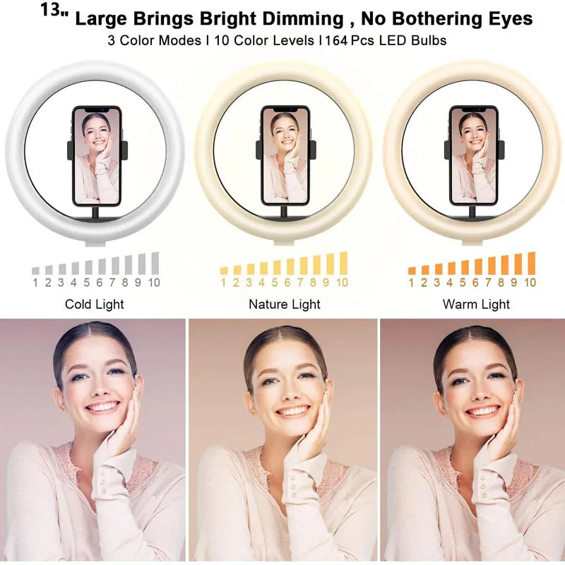 26 33CM Video Lights Dimmable Light Selfie LED Ring Light USB Ring Lighting Lamp With Tripod Stand To Make Youtube Ringlight