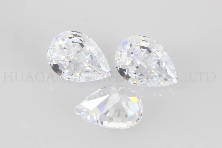 9A Top Quality Pear Cut White CZ Stone Synthetic Gems Cubic Zirconia Beads For Jewelry 4x6-12x16mm Wholesale