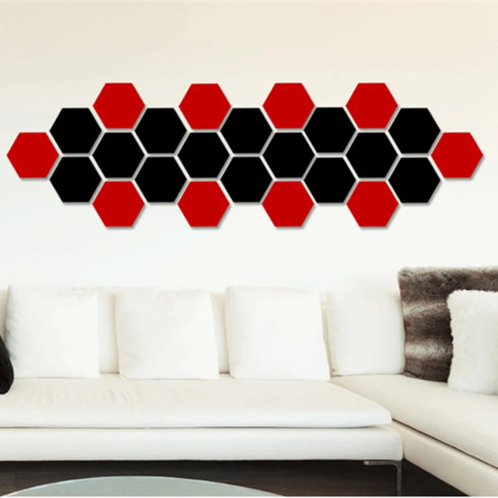 Hexagon 3D Mirror Wall Sticker Multiple Sizes DIY TV Background Living Room Stickers Wall Decor Bedroom Bathroom Home Decoration