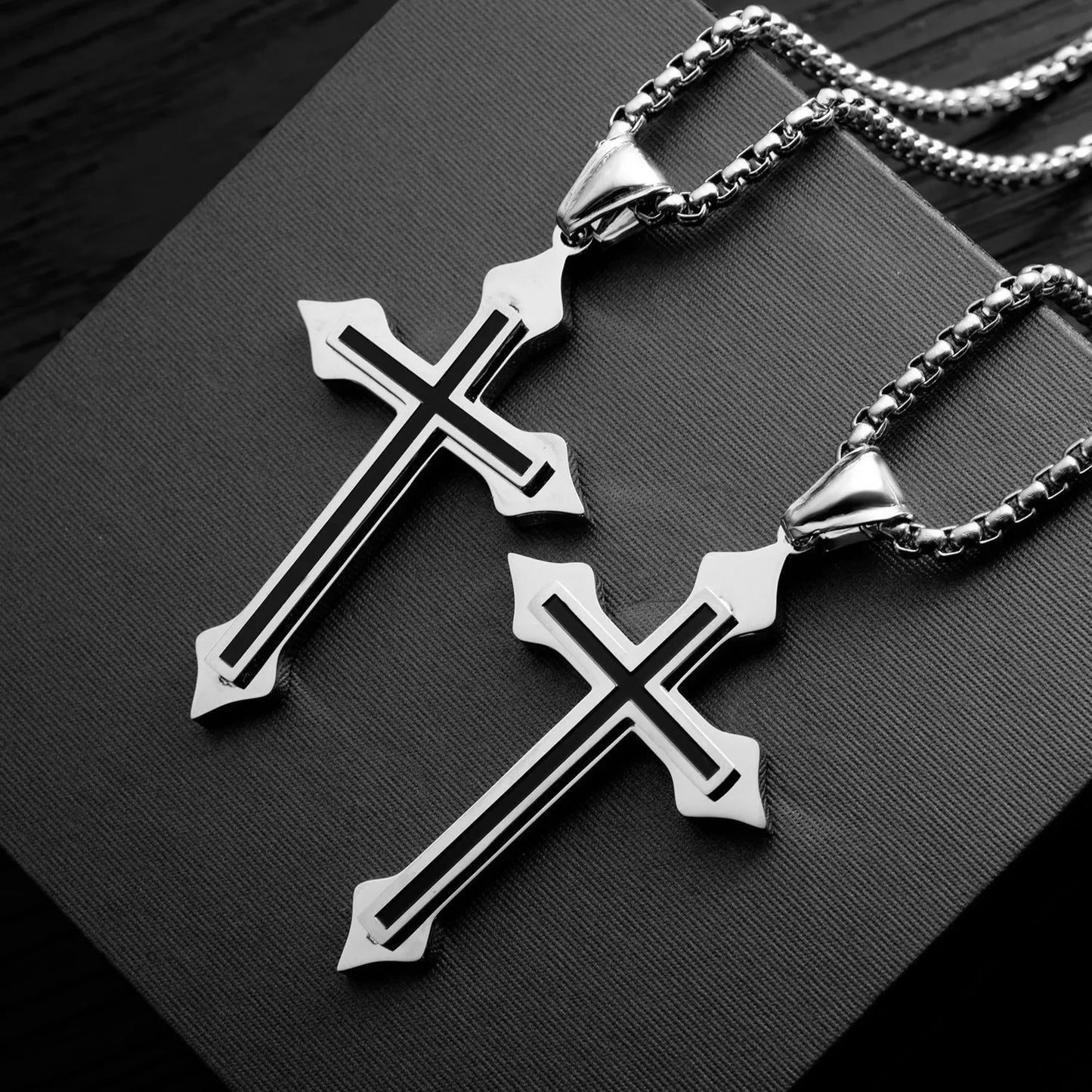 Stainless Steel Cross Pendant Necklaces For Women Men Teens Punk Hip Hop Gothic Cross Pendant Necklace Fashion Jewelry Gifts