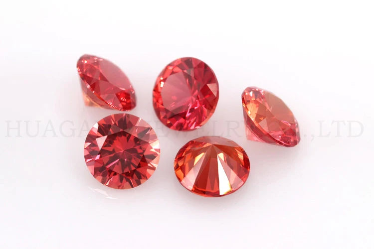 57# Orange Stone Corundum Synthetic Gems Round Brilliant Cut Beads For Jewelry Making 0.8-8mm AAAAA Quality