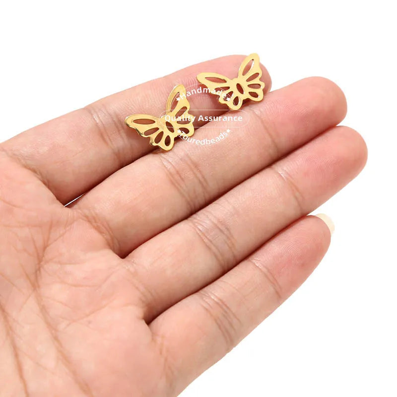 20pcs Stainless Steel Gold Butterfly Charm Pendants for DIY Necklace Bracelet