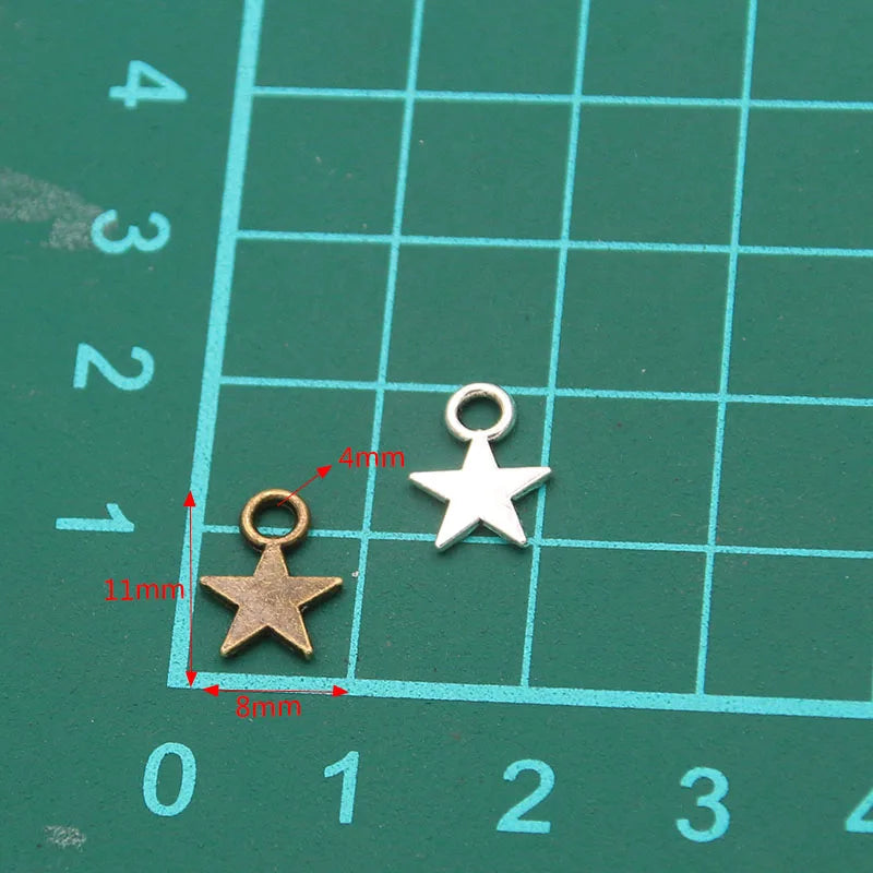 100PCS 8*11mm 3 Color Metal Zinc Alloy MINI Five-pointed Star Charms Fit Jewelry Pendant Charms Makings DIY Handmade Craft