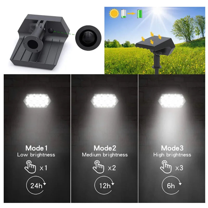 108 LED Outdoor Solar Lights Solar Spot Lights Landscape Spotlights 92 LED Adjustable garden decoraction warm white lamp IP65