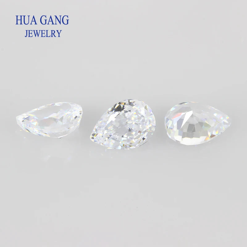 9A Top Quality Pear Cut White CZ Stone Synthetic Gems Cubic Zirconia Beads For Jewelry 4x6-12x16mm Wholesale