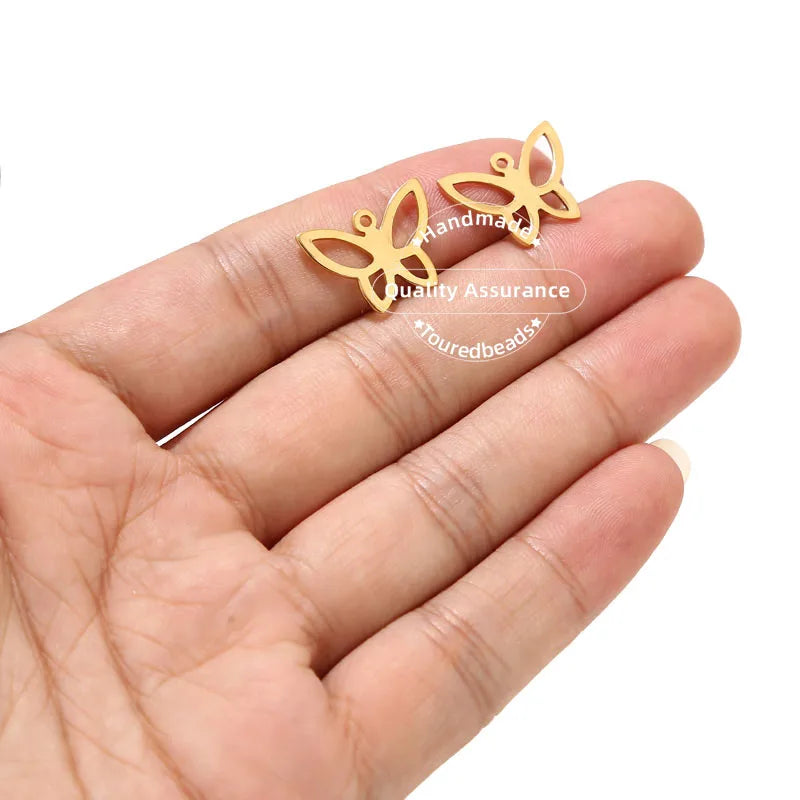 20pcs Stainless Steel Gold Butterfly Charm Pendants for DIY Necklace Bracelet