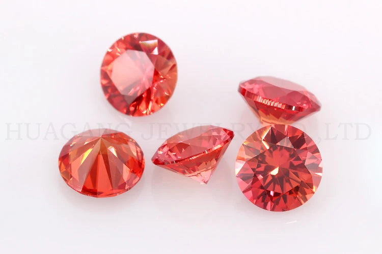 57# Orange Stone Corundum Synthetic Gems Round Brilliant Cut Beads For Jewelry Making 0.8-8mm AAAAA Quality