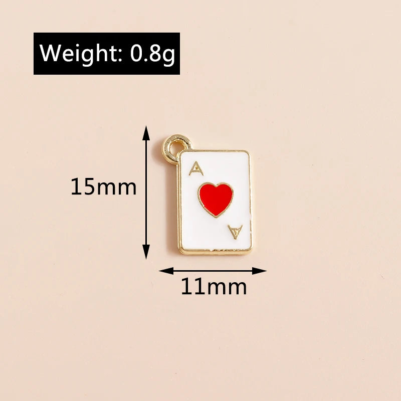 10pcs Creative Heart Ace Poker Charms Pendants for DIY Jewelry Making Accessories Handmade Charm Earrings Bracelets Necklaces