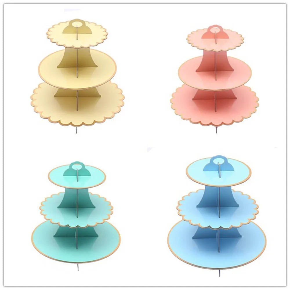 3-Layer Cake Stand Afternoon Tea Wedding Plate Party Tableware Disposable Birthday    Tower Suitable for