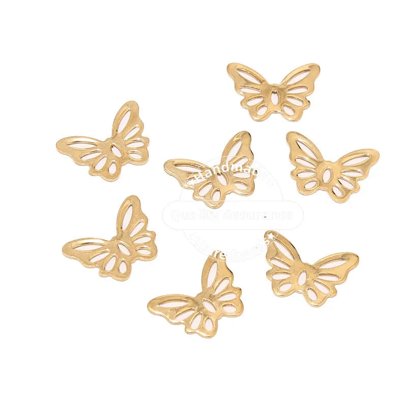 20pcs Stainless Steel Gold Butterfly Charm Pendants for DIY Necklace Bracelet