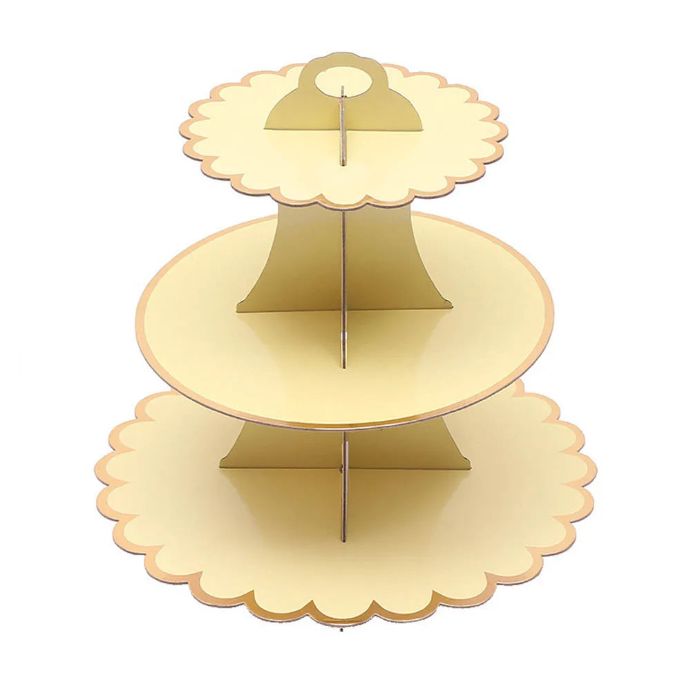 3-Layer Cake Stand Afternoon Tea Wedding Plate Party Tableware Disposable Birthday    Tower Suitable for