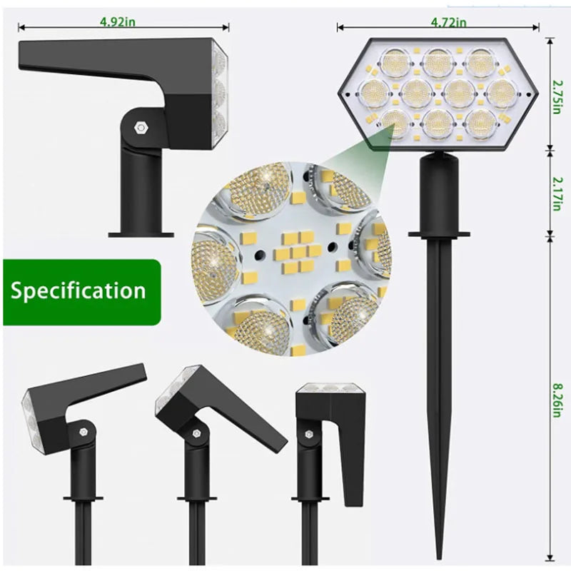 108 LED Outdoor Solar Lights Solar Spot Lights Landscape Spotlights 92 LED Adjustable garden decoraction warm white lamp IP65