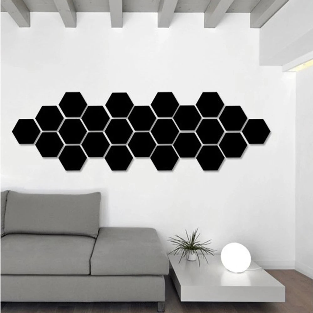 Hexagon 3D Mirror Wall Sticker Multiple Sizes DIY TV Background Living Room Stickers Wall Decor Bedroom Bathroom Home Decoration