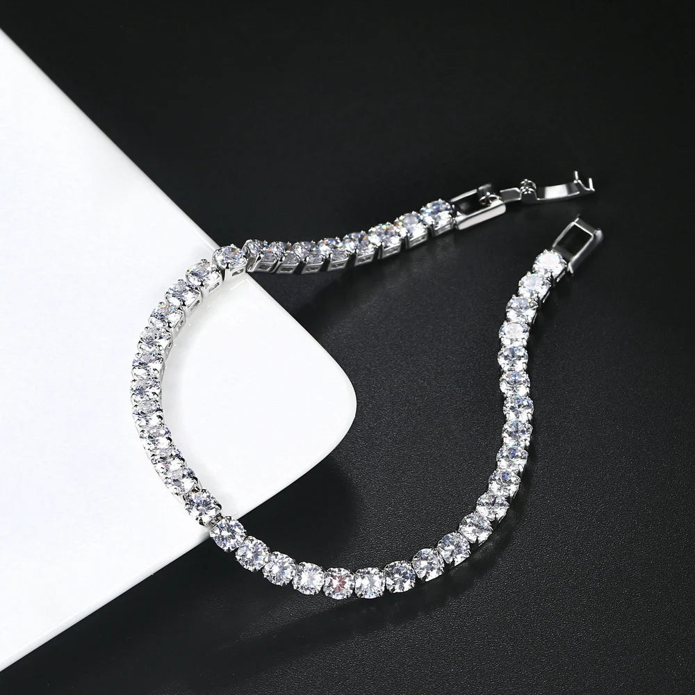 Silver Color 2.5/3/4/5mm Zircon Tennis Bracelet For Women Men Dazzling Crystal Hand Chain Wedding Gift Punk Fashion Jewelry