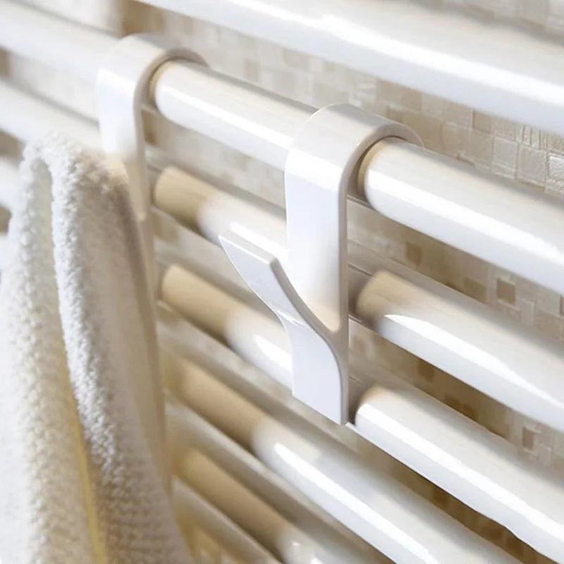 Kitchen Bathroom Hanger Clips Storage Racks White Clear Hanger Heated Towel Radiator Rail Clothes Scarf Hanger Hooks Holder