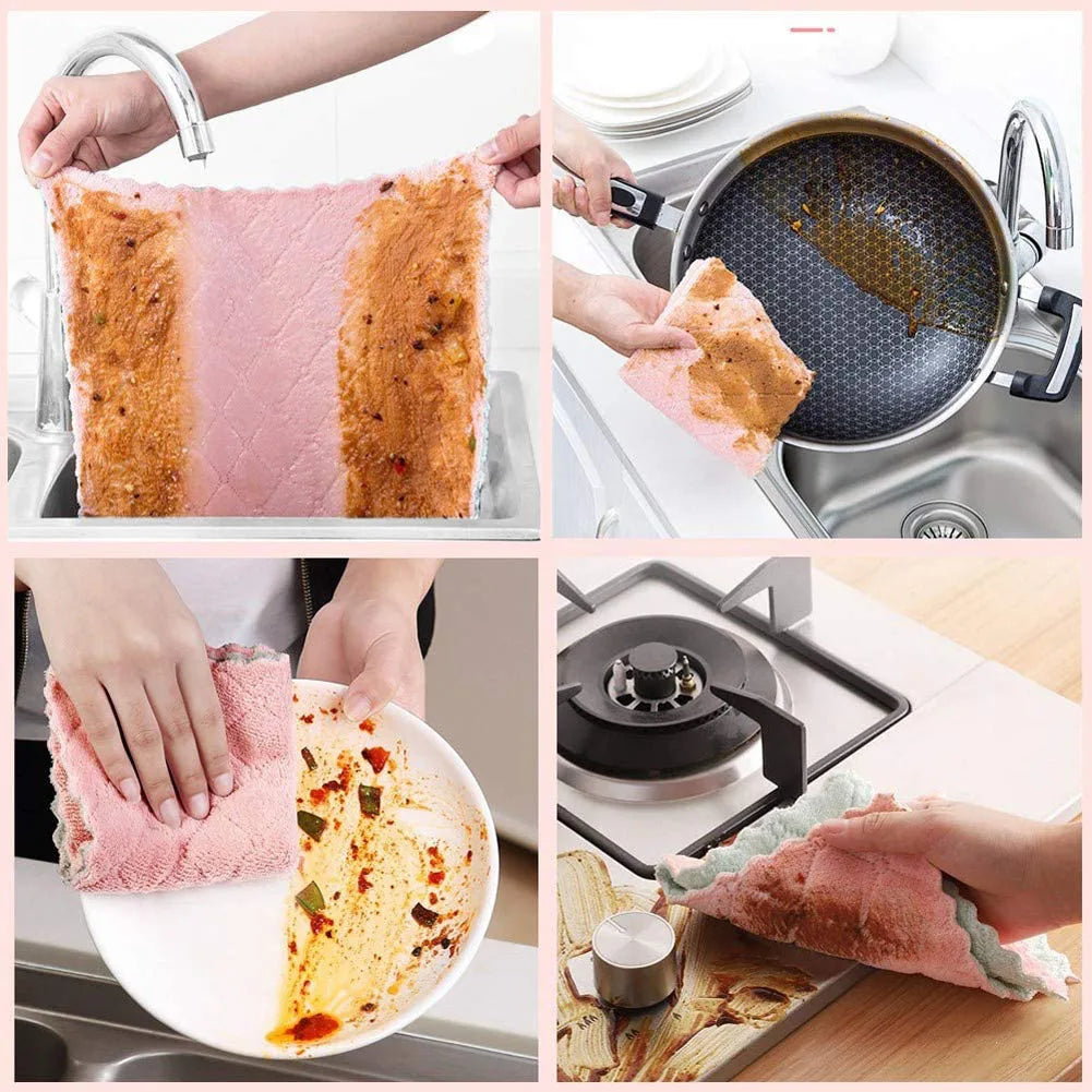 10pcs Super Absorbent Microfiber Kitchen Dish Cloth High-efficiency Tableware Household Cleaning Towel Kitchen Tools Gadgets