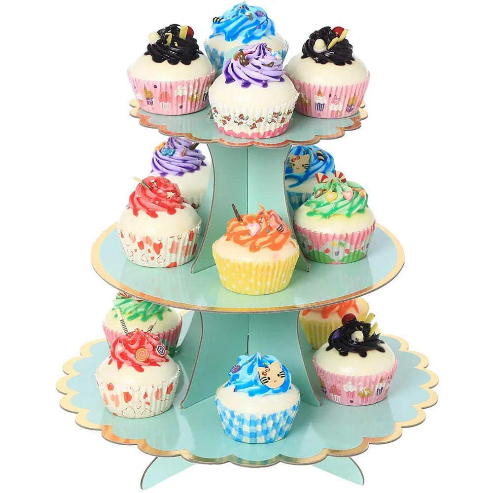 3-Layer Cake Stand Afternoon Tea Wedding Plate Party Tableware Disposable Birthday    Tower Suitable for