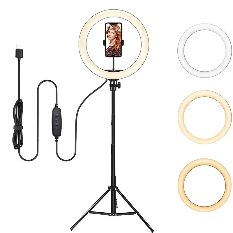 26 33CM Video Lights Dimmable Light Selfie LED Ring Light USB Ring Lighting Lamp With Tripod Stand To Make Youtube Ringlight