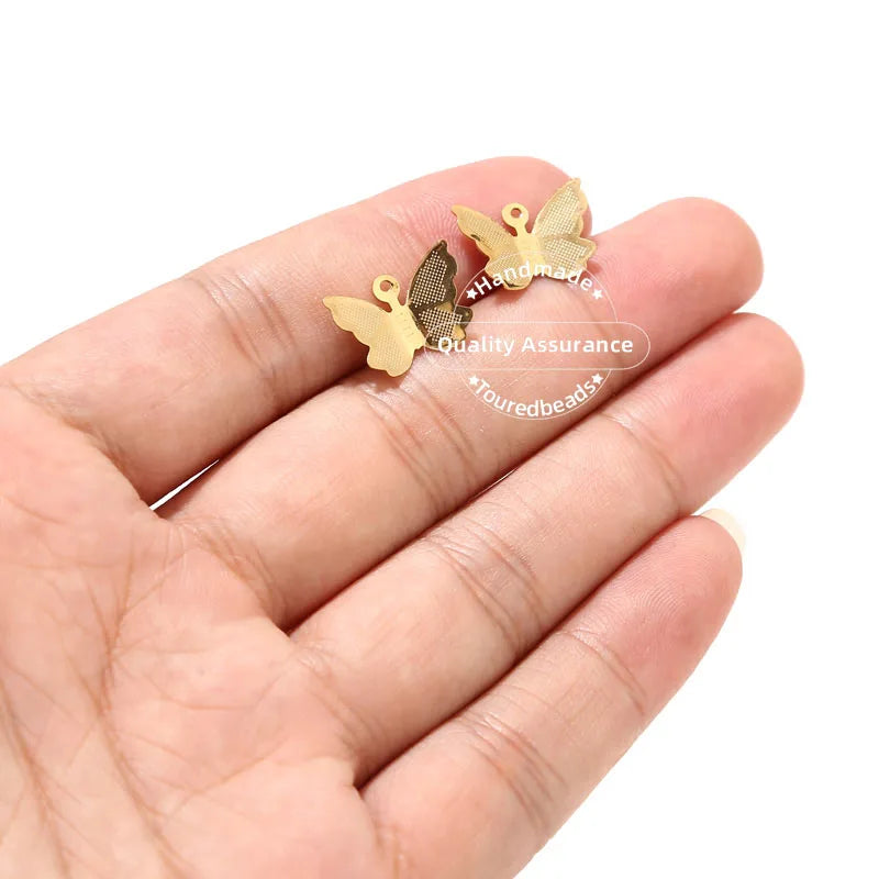 20pcs Stainless Steel Gold Butterfly Charm Pendants for DIY Necklace Bracelet