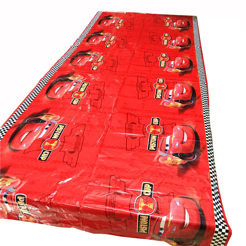 1pcs 260*108cm Cartoon Red Cars Theme Party Birthday Disposable  Table Cloth Table Cover Map for kids Party Supplies Decoration