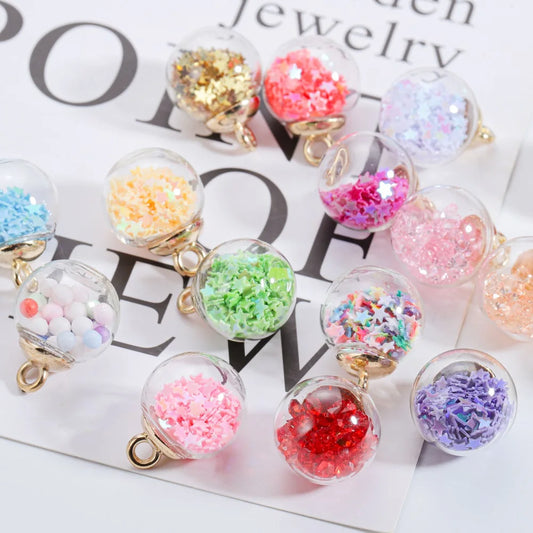 10pcs/lot 16mm Glass Ball Star Transparent Beads Sequins Charms Pendant For Bracelet Necklace DIY Jewelry Making Accessories