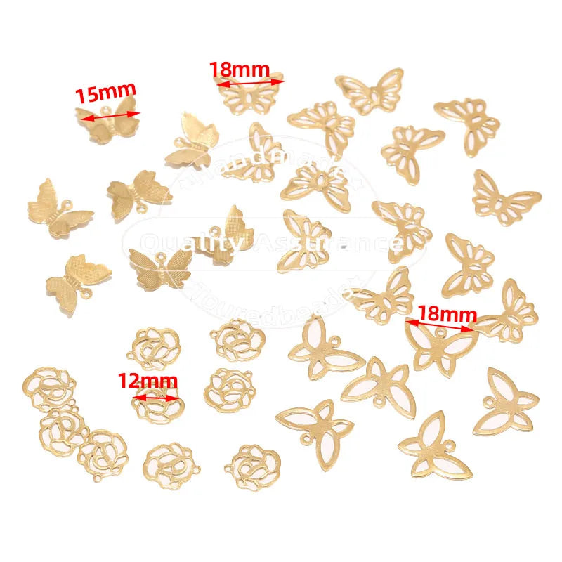 20pcs Stainless Steel Gold Butterfly Charm Pendants for DIY Necklace Bracelet