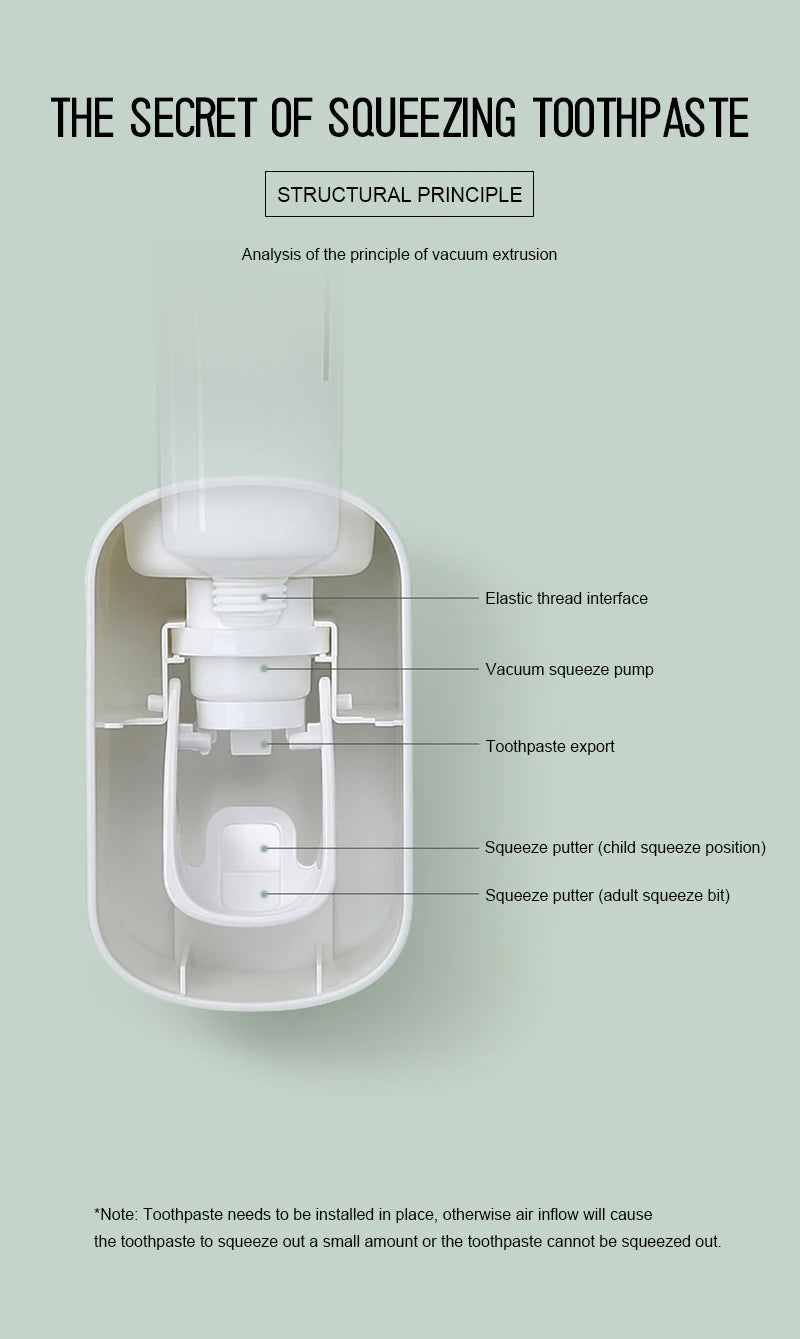 Automatic Toothpaste Dispenser Squeezers Toothpaste Tooth Dust-proof Toothbrush Holder Wall Mount Stand Bathroom Accessories Set