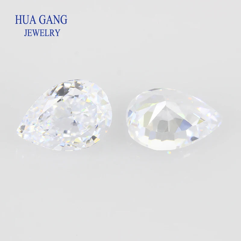 9A Top Quality Pear Cut White CZ Stone Synthetic Gems Cubic Zirconia Beads For Jewelry 4x6-12x16mm Wholesale