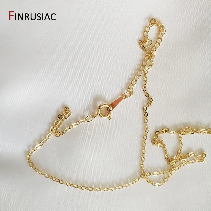 Wholesale 18K real gold plated chain for necklace making, 1.6mm thickness Spring clasp chain for Jewelry Making