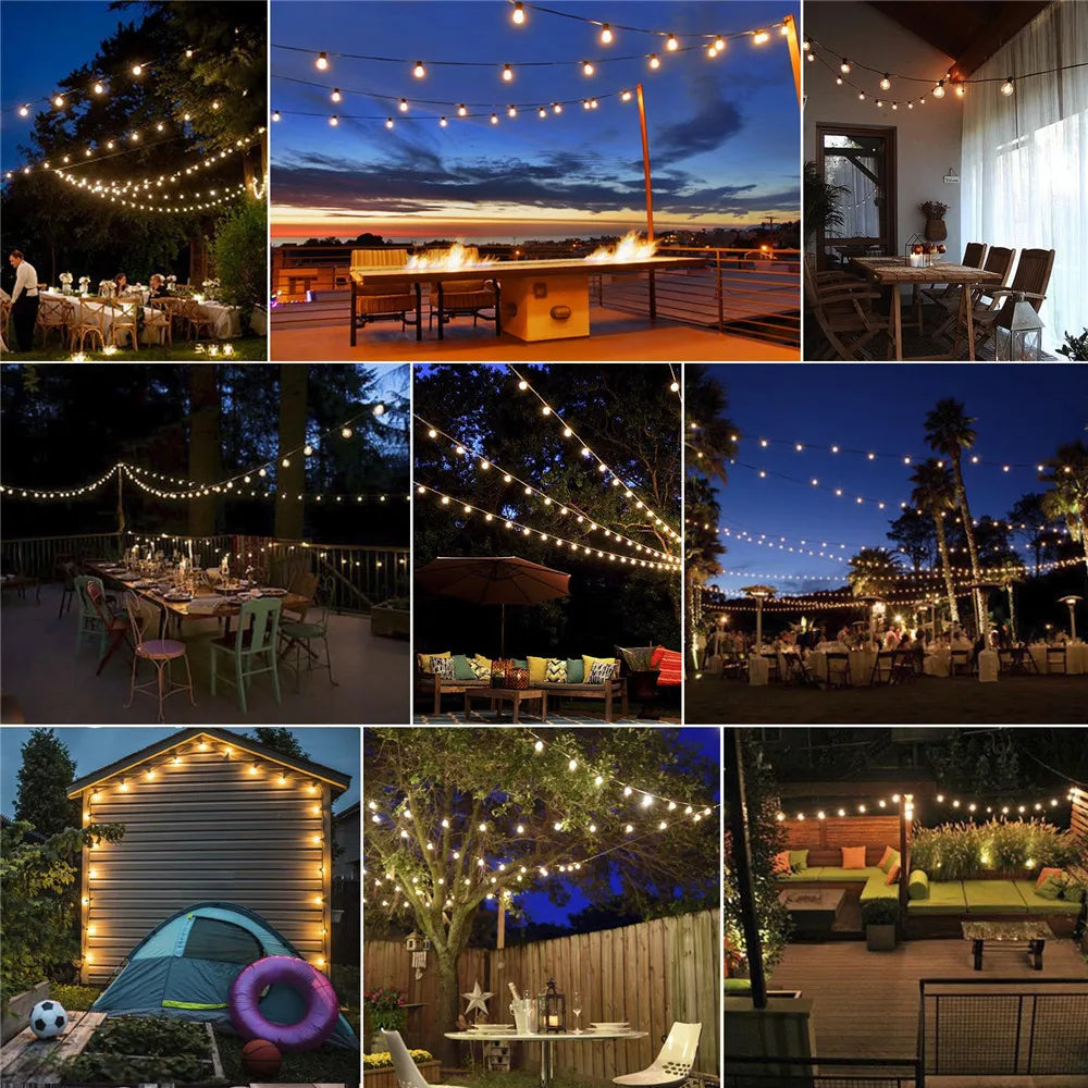 30M LED Fairy String Light Globe Party Garland 100FT G40 Patio Light Warm White Clear Vintage Bulb Chain For Outdoor Backyard De