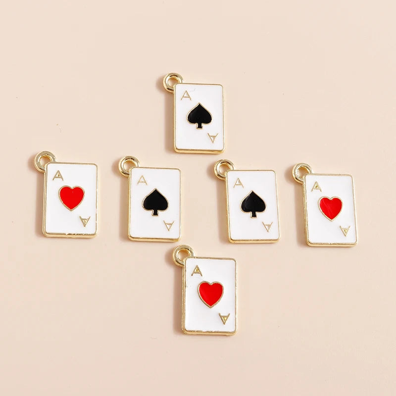 10pcs Creative Heart Ace Poker Charms Pendants for DIY Jewelry Making Accessories Handmade Charm Earrings Bracelets Necklaces